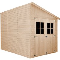 Anbau-Gartenhaus Holz 6 m² - Abstellraum mit Fenstern und imprägniertem boden − H245xL318xB218 cm − Plattenkonstruktion aus Naturholz − Timbela von TIMBELA