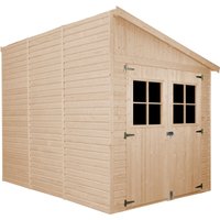 Holz Gartenschuppen (mit Seitenwand) mit imprägniertem boden - Abstellkammer mit Fenstern - H244x216x318 cm/6,2 m2 - Gartenwerkstatt - Fahrrad von TIMBELA
