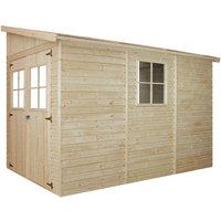 Holz Gartenschuppen (ohne Seitenwand) mit imprägniertem boden - Abstellkammer mit Fenstern - H244x211x318 cm/6,02 m2 - Gartenwerkstatt - Fahrrad Holz Gartenschuppen (ohne Seitenwand) mit imprägniertem boden - Abstellkammer mit Fenstern - H244x211x318 cm/6,02 m2 - Gartenwerkstatt - Fahrrad von TIMBELA