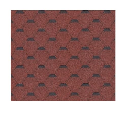 Bitumenschindeln-Set Hexagonal Rock H335RED, rote Bitumen-Dacheindeckung Timbela M335 für Gartenhaus von TIMBELA