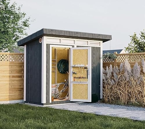 Gartenhaus Holz Basis LP SmartSide 3m² mit Boden und Bitumenfliesen - Geräteschuppen B161xL293xH239 cm - Gartenhütte TIMBELA M901 - Cavern Steel von TIMBELA