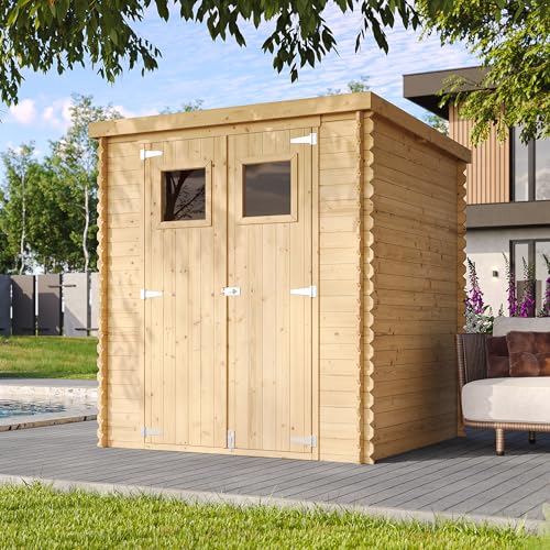 Gartenhaus Holz - Geräteschuppen Holz - Gerätehaus B204xL204xH202 cm/ 3.53 m2 - Fahrrad Schuppen - Gartenhäuser & aufbewahrung Wasserfestes Dach TIMBELA M309 von TIMBELA
