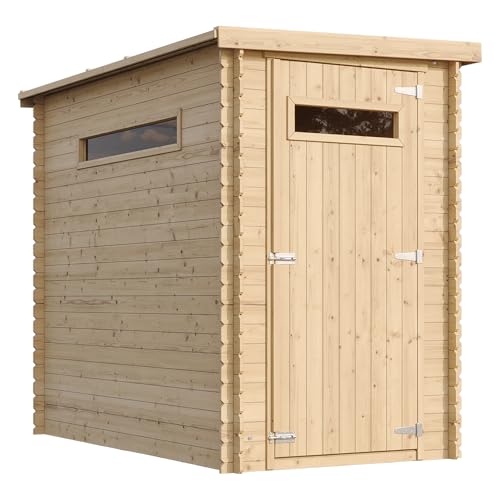 Gartenhaus Holz - Geräteschuppen Holz - Gerätehaus mit Boden Imprägnierte, kleine Fenster B144xL239xH198 cm/ 2.63 m2 - Gartenhäuser & aufbewahrung Wasserfestes Dach TIMBELA M306A+M306G von TIMBELA