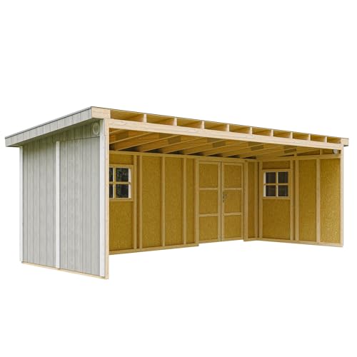 Gartenhaus Premium Qualität 14,3 m² - H231x248x648 cm - Aufbau von LP Smartside Panels – Ohne Boden und Seitenwand – Timbela M941B-TUNDRA Grey von TIMBELA