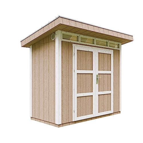 Gartenhaus Premium Qualität 3m² - L161xW294cm- All-Inclusive-Set mit Boden, Bitumen-Dachziegeln, Farbset- Hochwertiger Geräteschuppen aus Holzwerkstoffplatten LP Smartside - M901A Terra Brown von TIMBELA
