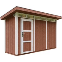 Gartenhaus Premium Qualität 4,3m² - L161xW411cm- All-Inclusive-Set mit Boden, Bitumen-Dachziegeln, Farbset- lp Smartside Timbela M902 redwood red Gartenhaus Premium Qualität 4,3m² - L161xW411cm- All-Inclusive-Set mit Boden, Bitumen-Dachziegeln, Farbset- lp Smartside Timbela M902 redwood red von TIMBELA
