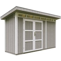 Gartenhaus Premium Qualität 4,3m² - L161xW411cm- All-Inclusive-Set mit Boden, Bitumen-Dachziegeln, Farbset- lp Smartside Timbela M902 tundra grey Gartenhaus Premium Qualität 4,3m² - L161xW411cm- All-Inclusive-Set mit Boden, Bitumen-Dachziegeln, Farbset- lp Smartside Timbela M902 tundra grey von TIMBELA