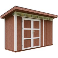 Gartenhaus Premium Qualität 4,3m² - L161xW411cm- All-Inclusive-Set mit Boden, Bitumen-Dachziegeln, Farbset- lp Smartside Timbela M902A redwood red Gartenhaus Premium Qualität 4,3m² - L161xW411cm- All-Inclusive-Set mit Boden, Bitumen-Dachziegeln, Farbset- lp Smartside Timbela M902A redwood red von TIMBELA