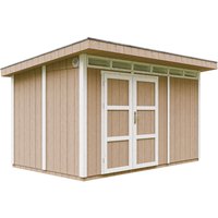 Gartenhaus Premium Qualität 8,7m² - L279xW412cm- All-Inclusive-Set mit Boden, Bitumen-Dachziegeln, Farbset- lp Smartside Timbela M904A terra brown Gartenhaus Premium Qualität 8,7m² - L279xW412cm- All-Inclusive-Set mit Boden, Bitumen-Dachziegeln, Farbset- lp Smartside Timbela M904A terra brown von TIMBELA