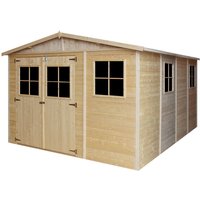 Gartenhaus holz 12 m² − Abstellraum mit Fenstern − H226xL416xB324 cm − Plattenkonstruktion aus Naturholz − Geräteschuppen − Timbela M336 von TIMBELA