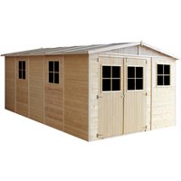 Gartenhaus holz 15 m² − Abstellraum mit Fenstern − H226xL516xB324 cm − Plattenkonstruktion aus Naturholz − Gartenwerkstatt − Timbela M337 von TIMBELA