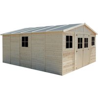 Gartenhaus holz 20 m² − Abstellraum mit Fenstern und imprägniertem boden − H246xL522xB418 cm − Plattenkonstruktion aus Naturholz − Timbela M333+M333G von TIMBELA