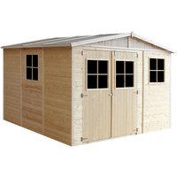 Gartenhaus holz 9 m² − Abstellraum mit Fenstern und imprägniertem boden − H226xL324xB316 cm − Geräteschuppen − Timbela M335+M335G von TIMBELA