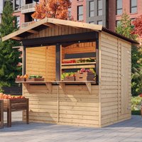 Holz Gartenhaus, Marktbude Holz, Qualitäts Schiffslatten Kiefern Fichte Verkaufsstand Holzhaus mit Theke 253x263cm/4 m2 - TIMBELA M149Z von TIMBELA