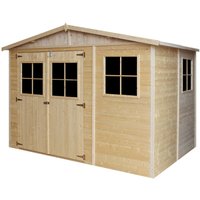 Gartenhaus holz 6 m² − Abstellraum mit Fenstern − H226xL324xB216 cm − Plattenkonstruktion aus Naturholz − Gartenwerkstatt − TIMBELA M334 von TIMBELA