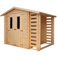 Gartenhaus mit Brennholzregal aus Holz 4,47 m2 - Gartenschuppen Holz – B206xL272xH218 cm - Geräteschuppen Timbela M386 von TIMBELA