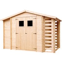 Gartenhaus mit Brennholzregal aus Holz 5,41 m2 - Gartenschuppen Holz mit imprägniertem boden – B206xL328xH218 cm Timbela M389+M389G von TIMBELA