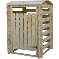 Mülltonnenbox aus Holz für 1 Behälter, Massivholz TIMBELA M606-1, Mülltonnecontainer Holz mit Rückwand Aufbewahrungsbox von TIMBELA