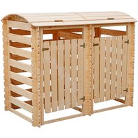 Mülltonnenbox aus Holz für 2 Behälter, Massivholz, Mülltonnecontainer Holz mit Rückwand Aufbewahrungsbox Timbela M605-1 von TIMBELA