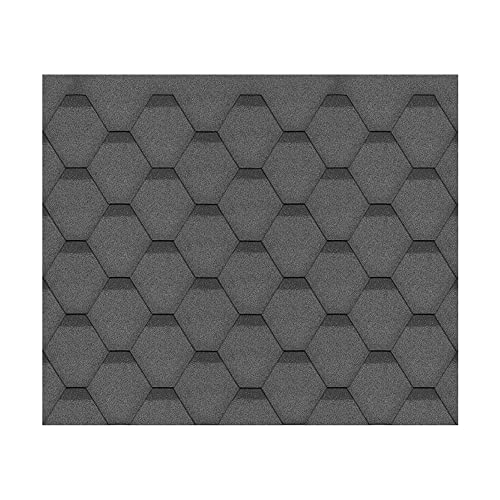 TIMBELA Bitumenschindeln Hexagonal Rock H-Black, Schwarz Bitumen-Dacheindeckung von TIMBELA