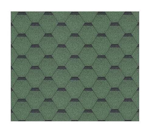 TIMBELA Bitumenschindeln Hexagonal Rock H-Green, Grün Bitumen-Dacheindeckung von TIMBELA