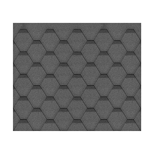Bitumenschindeln-Set Hexagonal Rock H336BLACK, Schwarz Bitumen-Dacheindeckung Timbela M336 für Gartenhaus von TIMBELA