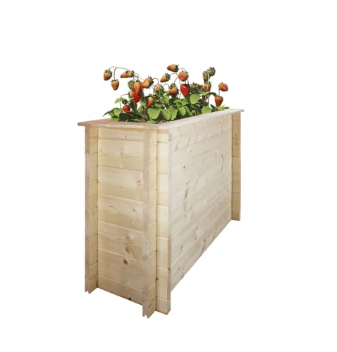 TIMBELA Hochbeet Holz - 100x38xH69 cm - Hochbeete für Garten - Kräuterbeet - Blumenkasten Holz - Pflanzkasten Holz - Hochbeet Balkon Garten Terrasse - Solid 28 mm Pine/Spruce Wood M613 von TIMBELA