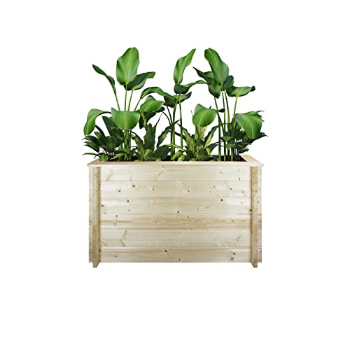 TIMBELA Hochbeet Holz - 118x38xH69 cm - Blumenbeet für Garten - Kräuterbeet - Pflanzkasten Holz - Hochbeet Balkon Garten Terrasse - Solid 28 mm Pine/Spruce Wood M615 von TIMBELA