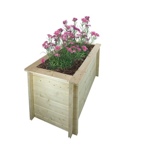 TIMBELA Hochbeet Holz - 118x58xH57 cm - Hochbeete für Garten - Kräuterbeet - Blumenkasten Holz - Pflanzkasten Holz - Hochbeet Balkon Garten Terrasse - Solid 28 mm Pine/Spruce Wood M619 von TIMBELA