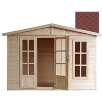 Gartenhaus Holz 6 m2 - H232 x 332 x 222 cm - Große multifunktionale Gartenhütte - Gerätehaus Holz Garten-Studio – Holzhaus Office im Garten - Rote von TIMBELA