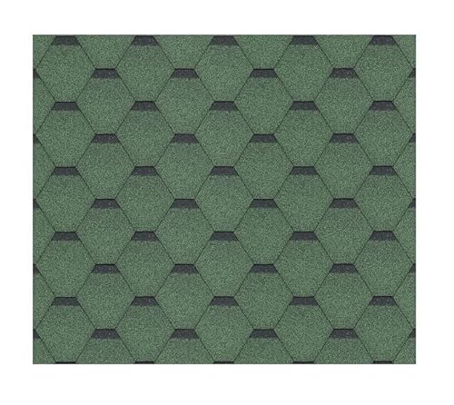 TIMBELA Satz Bitumenschindeln (Schindeln + Nägel) – Hexagonal Rock-Dachbitumen – hochwertiger Saz Bitumenschindeln für das Gartenhaus M520 – Grün von TIMBELA