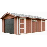 Garage Premium Qualität 21 m²- L378xB648 cm- Garage für Autos, Motorräder, Fahrräder, Gartengeräte - Konstruktion aus lp Smartside-Panels Timbela von TIMBELA