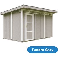 Gartenhaus Holz Basis lp SmartSide 8,7m² mit Boden und Bitumenfliesen - B412xL279xH239 cm - Gartenhütte Timbela M904 - tundra grey von TIMBELA