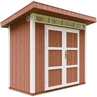 Timbela - Gartenhaus Premium Qualität 3m² - L161xW294cm- All-Inclusive-Set mit Boden, Bitumen-Dachziegeln, Farbset- lp Smartside M901A redwood red von TIMBELA