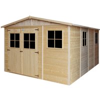 Gartenhaus holz 12 m² − Abstellraum mit Fenstern und imprägniertem boden − H226xL416xB324 cm − Geräteschuppen − Timbela M336+M336G von TIMBELA