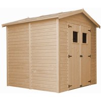 Holz Gartenschuppen - Abstellkammer mit Fenstern - H228x222x233 cm/4,2 m² Naturholz-Shiplap-Schuppen - Gartenwerkstatt - Fahrrad- Geräteschuppen M351 von TIMBELA