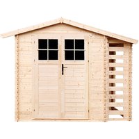 Gartenhaus mit Brennholzregal aus Holz 4,47 m2 - Gartenschuppen Holz mit imprägniertem boden, Hochwertige abschließbare Tür – B206xL272xH218 cm von TIMBELA