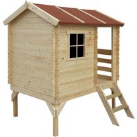 Stelzenhaus mit rutsche aus Holz - B146xL182xH205 cm/1,1m2 - Spielhaus im Freien für Kinder Timbela M501C von TIMBELA