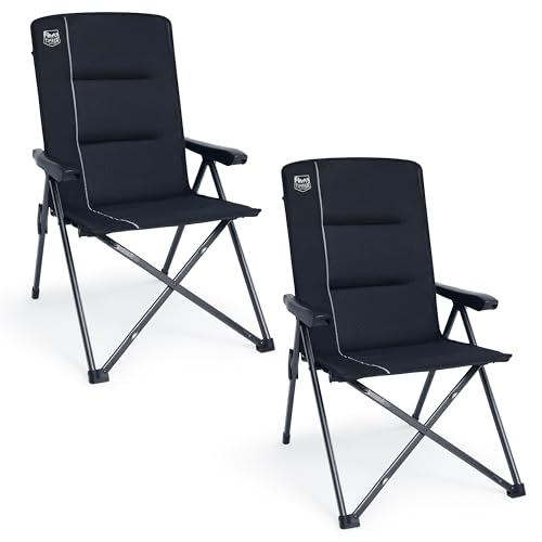 TIMBER RIDGE 2er Campingstuhl Faltbar 150kg Klappstuhl Camping Hohe Lehne mit 3 Positionen verstellbar Verriegelungsknöpfen Tasche für Camp Garten Balkon von TIMBER RIDGE