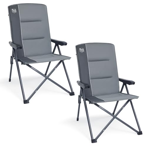 TIMBER RIDGE 2er Campingstuhl Faltbar 150kg Klappstuhl Camping Hohe Lehne mit 3 Positionen verstellbar Verriegelungsknöpfen Tasche für Camp Garten Balkon von TIMBER RIDGE