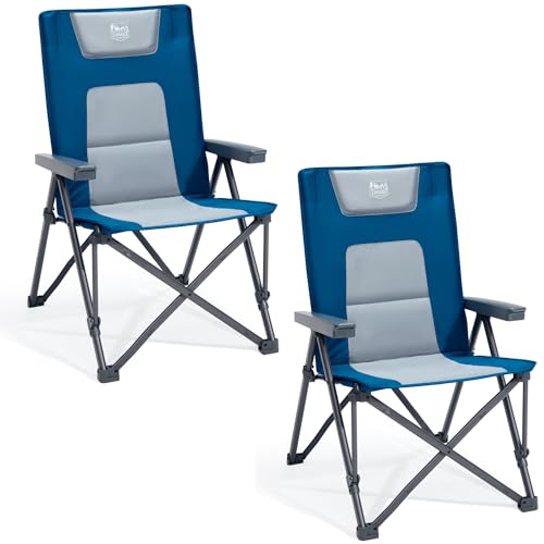 TIMBER RIDGE 2er Campingstuhl Faltbar 260 KG Belastbar 4 Positionen verstellbar Klappstuhl Gepolstert Hohe Lehne mit Tasche Camping Stuhl für Garten Balkon Wohnmobil Blau von TIMBER RIDGE