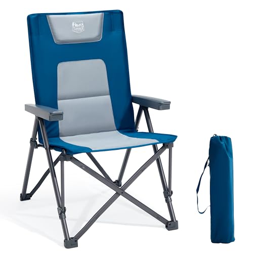TIMBER RIDGE Campingstuhl Faltbar 260 KG Belastbar 4 Positionen verstellbar Klappstuhl Gepolstert Hohe Lehne mit Tasche Camping Stuhl für Garten Balkon Wohnmobil Blau von TIMBER RIDGE