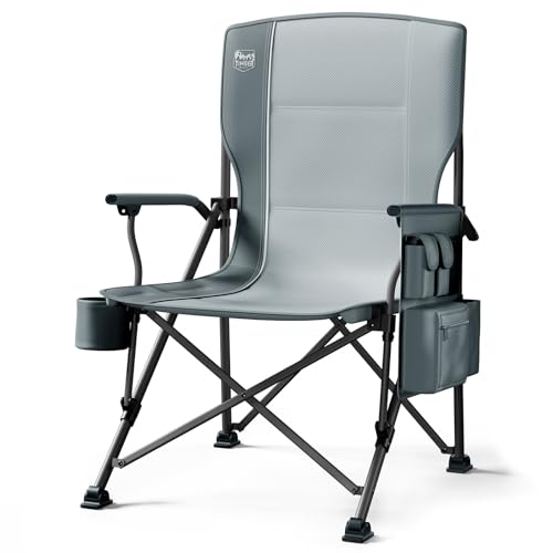 TIMBER RIDGE Campingstuhl Faltbar XXL 230kg, 62cm Sitzbreite Klappstuhl hohe Rückenlehne mit Getränkehalter und harten Armlehnen für Camping Picknick Garten und Balkon von TIMBER RIDGE