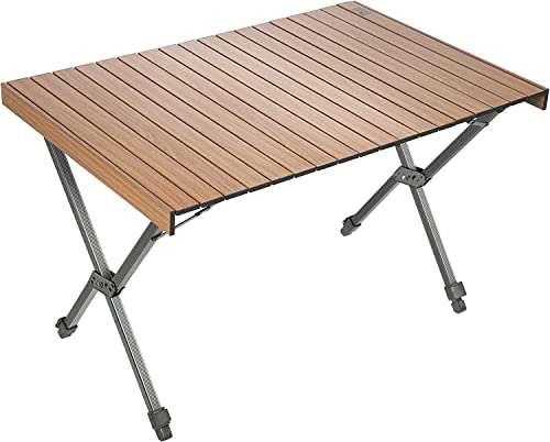 TIMBER RIDGE Campingtisch Klappbar Höhenverstellbar Klapptisch Camping Falttisch Tragbar Aluminium mit Tasche für Picknick Kochen Garten Wandern Reisen 108x71cm - Braun von TIMBER RIDGE