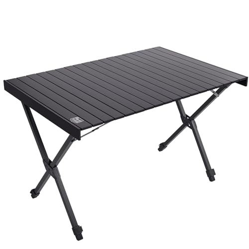 TIMBER RIDGE Campingtisch Klappbar Höhenverstellbar Klapptisch Camping Falttisch Tragbar Aluminium mit Tasche für Picknick Kochen Garten Wandern Reisen 108x71cm - Schwarz von TIMBER RIDGE