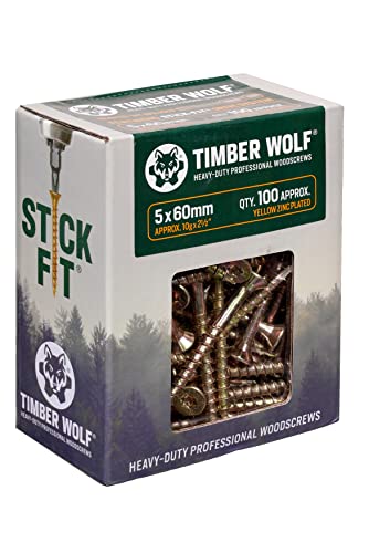 TIMBER WOLF TW50060 Holzschrauben, Zink und Gelb (Gold), 5,0 x 60 mm, 100 Stück von TIMBER WOLF