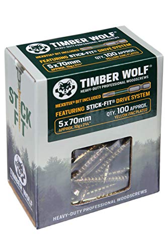 Timber Wolf TW50070 Holzschrauben, 5,0 x 70 mm, Box mit 100 Stück, Zink und Gelb (Gold) von TIMBER WOLF