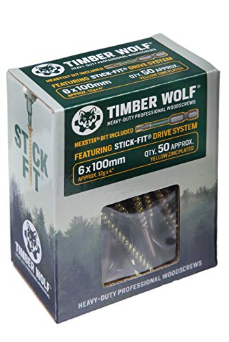 Timber Wolf Holzschrauben, 6,0 x 100 mm, 50 Stück, Zink und Gelb (Gold) von TIMBER WOLF