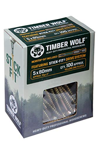 Timber Wolf TW50080 Holzschrauben, 5,0 x 80 mm, 100 Stück, Zink/Gelb (Gold) von TIMBER WOLF