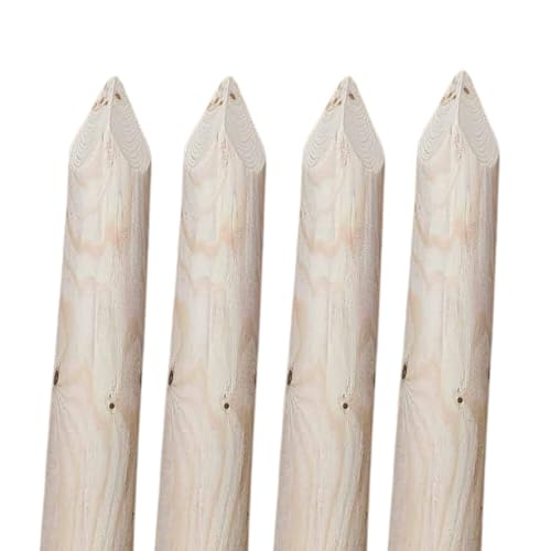 TIMBERMIK ø 6cm 4-Pack Spitze Holzpalisaden Länge: 60 cm Holzpfähle Garten Palisade Holz Baumpfahl Zaunpfosten Witterungsbeständig Weidezaunpfähle Gartenzaun Nicht Imprägniert von TIMBERMIK